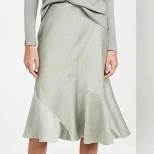 Club Monoco Light Green Satin Midi Skirt